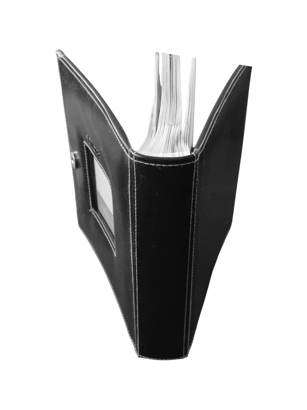 Black Leather Photo Album with Window